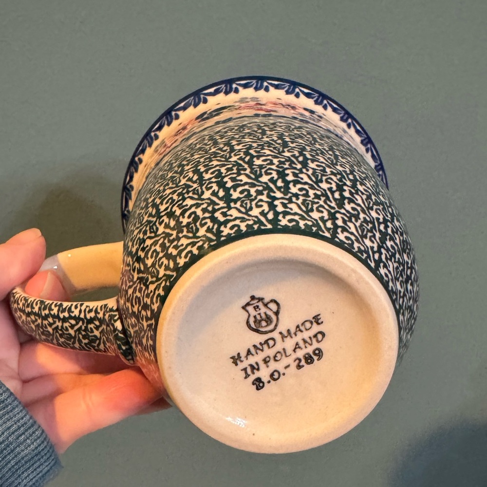 Polish Pottery Bistro Mug - 16 OZ - Cherry Blossom 🌸 - Picture 3 of 9